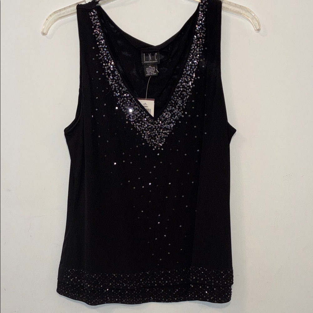 New INC International Concepts Black Sparkling Tank Top and beaded jacket